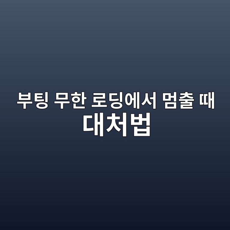 부팅 무한 로딩에서 멈출 때 대처법